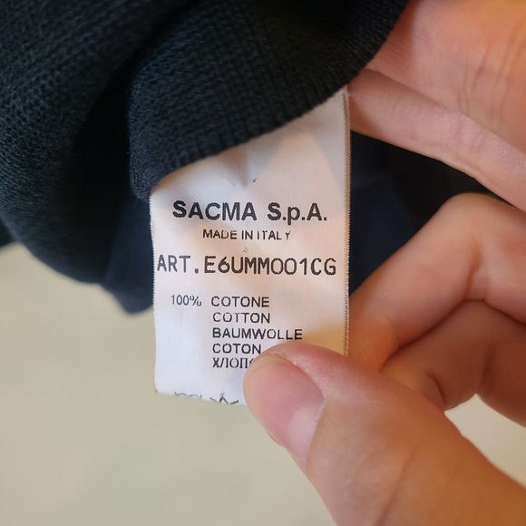 Bilancioni Mens Crewneck Pullover Sweater Sz 56 Navy Blue Nautical Made in Italy - Picture 5 of 9